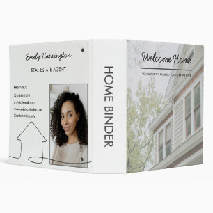 Line Art Home Neutral Real Estate Agent 3 Ring Binder