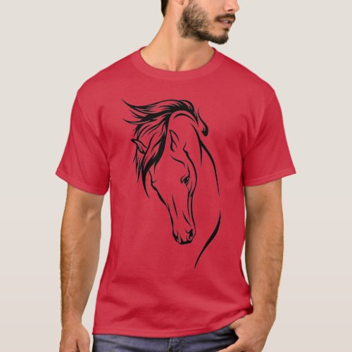 Line Art Horse Head T_Shirt