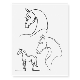 Line Art Horses Temporary Tattoo