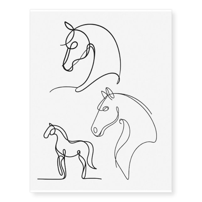 Line Art Horses Temporary Tattoo (Front)