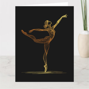 Line Art illustration of a Ballet female Dancer Letterpress Thank You Card