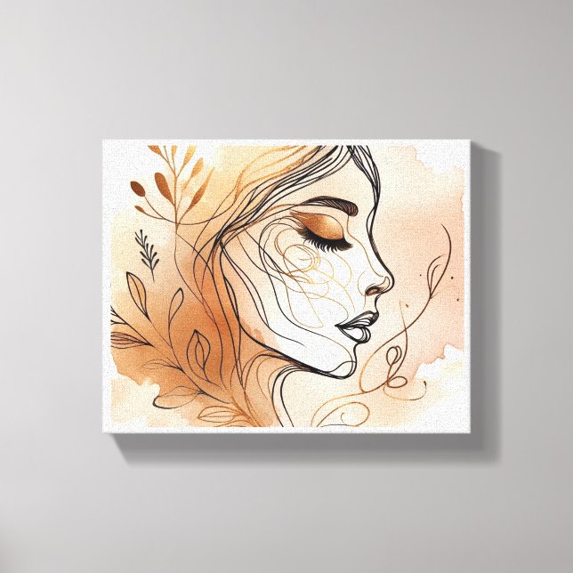 Line Art Illustration of Woman's Face Canvas Print (Front)