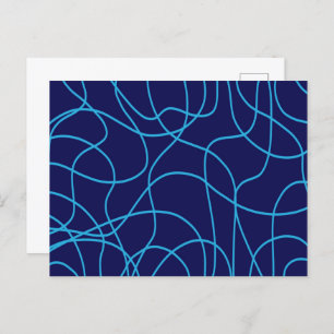 Line Art in Contrasting Blues Postcard