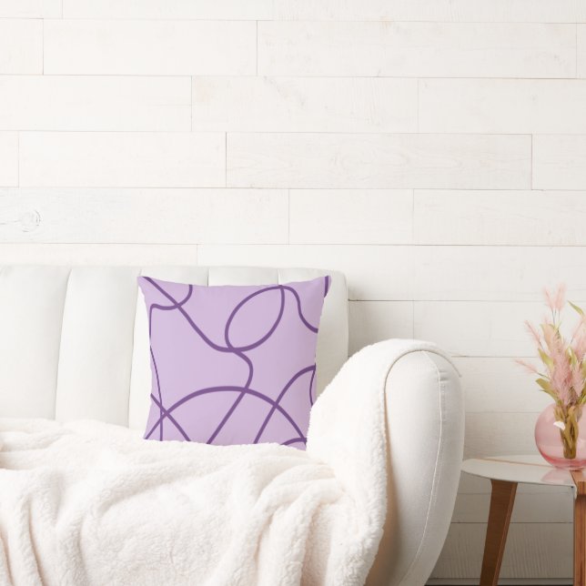 Line Art in Purple Throw Pillow (Couch)