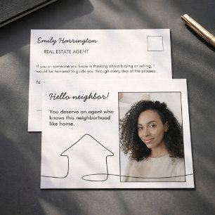 Line Art Introduction Neutral Real Estate Agent Postcard