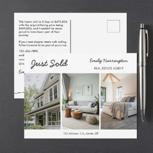 Line Art Just Sold Neutral Real Estate Agent Postcard