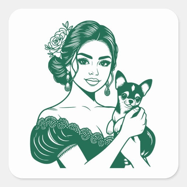  Line Art Latina Hispanic Heritage Month Square Sticker (Front)