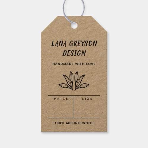 Line Art Leaves Handmade Social Media Price Gift Tags