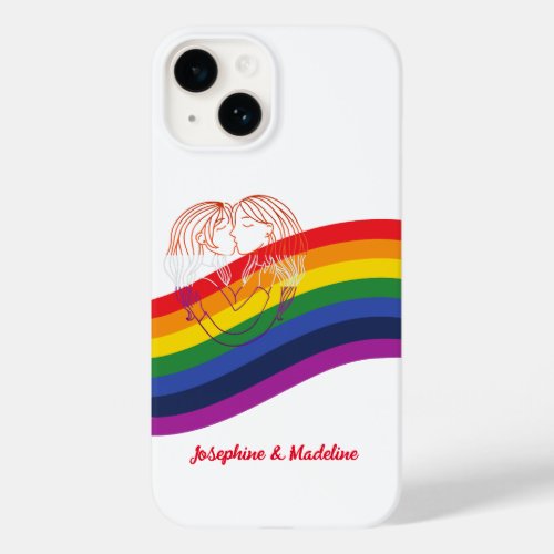 Line Art LGBT Couple on Rainbow  Case_Mate iPhone 14 Case