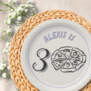 Line Art Light Purple Custom Milestone Birthday Paper Plates
