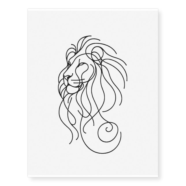 Line Art Lion Temporary Tattoos (Front)