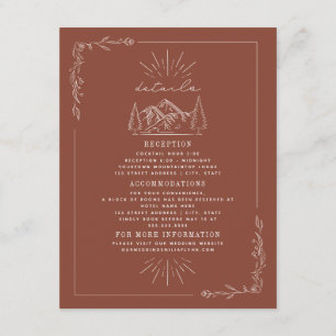 Line Art Mountains Terracotta Wedding Details Encl Enclosure Card