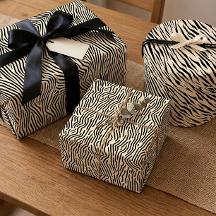 Line Art Nature-Inspired geometric Black and beige Wrapping Paper Sheets