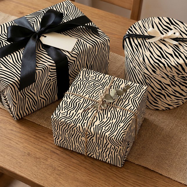 Line Art Nature-Inspired geometric Black and beige Wrapping Paper Sheets (Line Art Nature-Inspired geometric Black and beige Wrapping Paper Sheets)