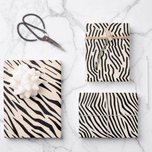 Line Art Nature-Inspired geometric Black and beige Wrapping Paper Sheets