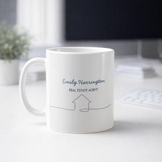 Line Art Navy Real Estate Agent Coffee Mug (Creator Uploaded)