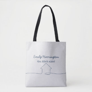 Line Art Navy Real Estate Agent Tote Bag
