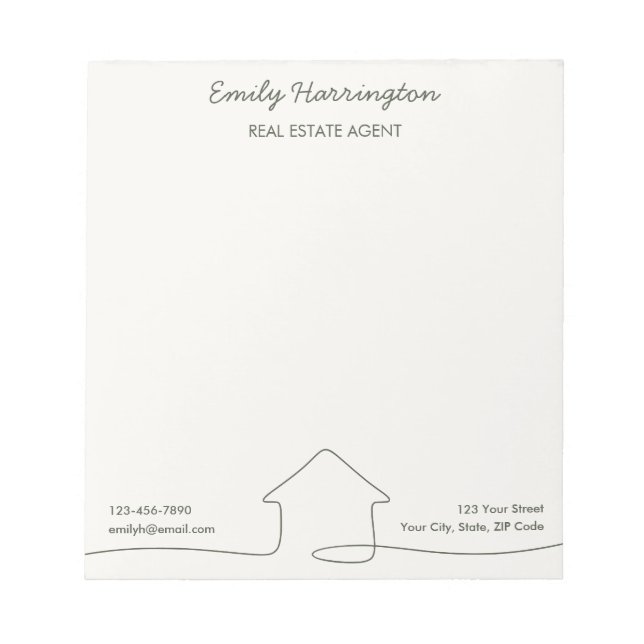 Line Art Notepad Green Real Estate Agent (Front)
