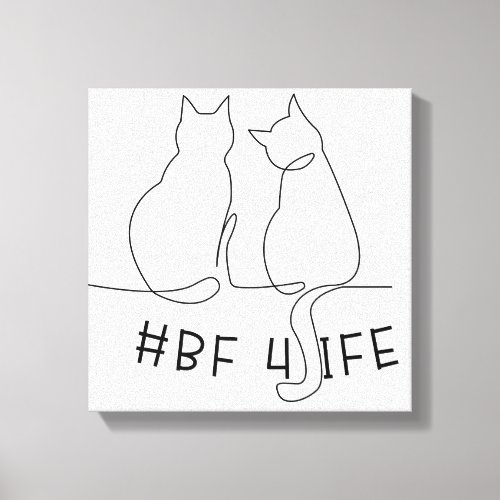 Line art of two cats in black BF 4 life  Canvas Print