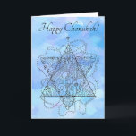 Line Art on Blue for Chanukah / Hanukkah Holiday Card<br><div class="desc">I drew this ornate magen david for my Jewish themed coloring book. (Still in progress) It's so pretty that I decided to use it for Jewish themed greeting cards. A card for Chanukah is the first one! And the wording is fully customizable. So if you can say what's in your...</div>