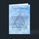 Line Art on Blue for Chanukah / Hanukkah Holiday Card<br><div class="desc">I drew this ornate magen david for my Jewish themed coloring book. (Still in progress) It's so pretty that I decided to use it for Jewish themed greeting cards. A card for Chanukah is the first one! And the wording is fully customizable. So if you can say what's in your...</div>