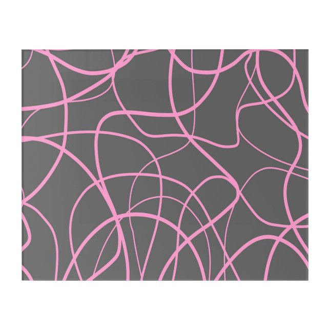 Line Art: Pink on Gray Acrylic Print (Front)