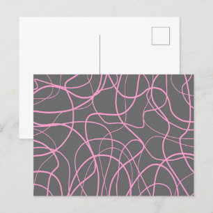 Line Art: Pink on Gray Postcard