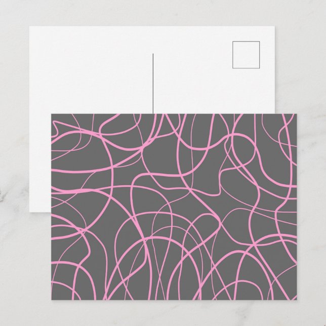 Line Art: Pink on Gray Postcard (Front/Back)