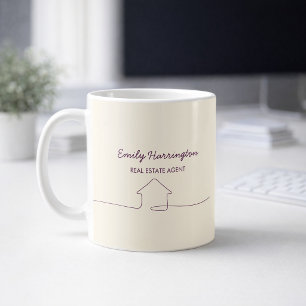 Line Art Plum Real Estate Agent Coffee Mug