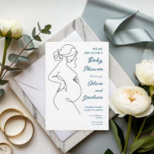 Line Art Pregnancy Minimalist Baby Shower Invitation