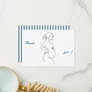 Line Art Pregnancy Minimalist Thank You Flat Card