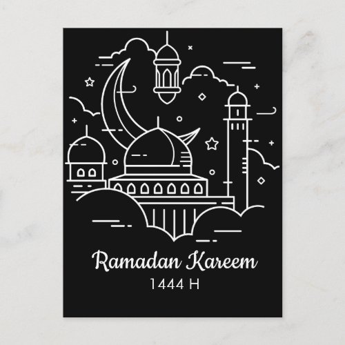 Line Art Ramadan Kareem _ EID Mubarak Postcard