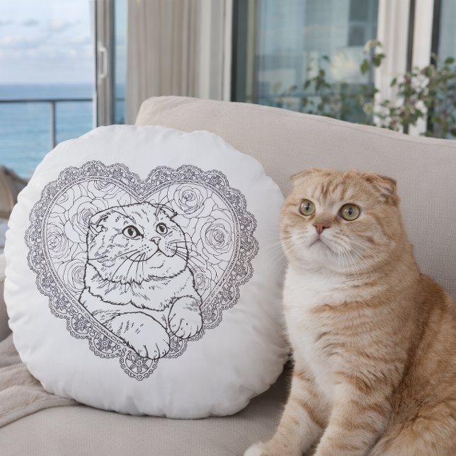 Line Art Ritual Collection  - Round Pillow (When everything slows…
you finally hear what matters.)