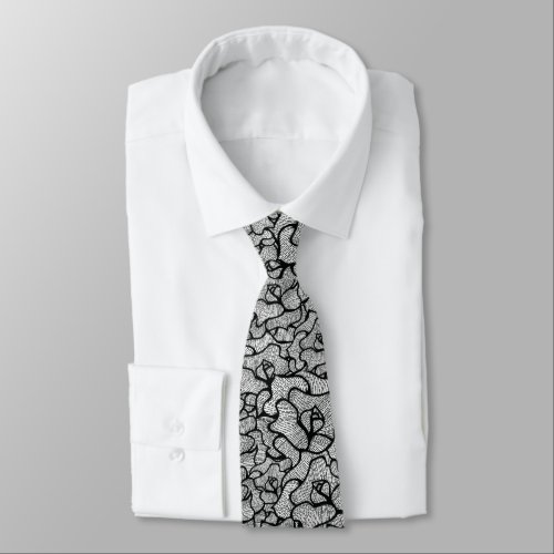 Line Art Rose Neck Tie