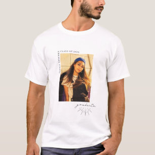 Line Art Script Graduation Photo  T-Shirt