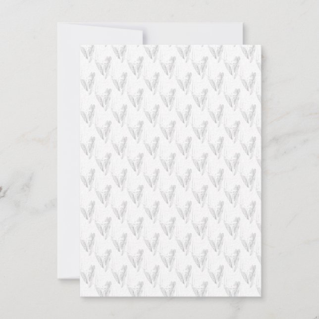 Line art, Seashell, Harp Invitation (Front)