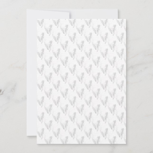 Line art, Seashell, Harp Invitation (Front)
