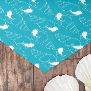 Line Art Seashell Pattern Teal Tissue Paper