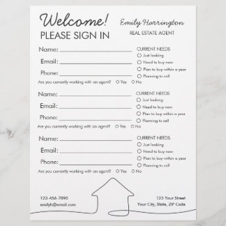 Line Art Sign In Sheet Neutral Real Estate Agent