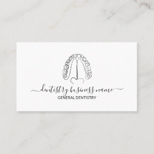 Line Art Tooth Whitening Dental Clinic Business Card