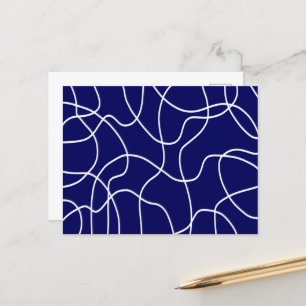 Line Art: White on Dark Blue Postcard