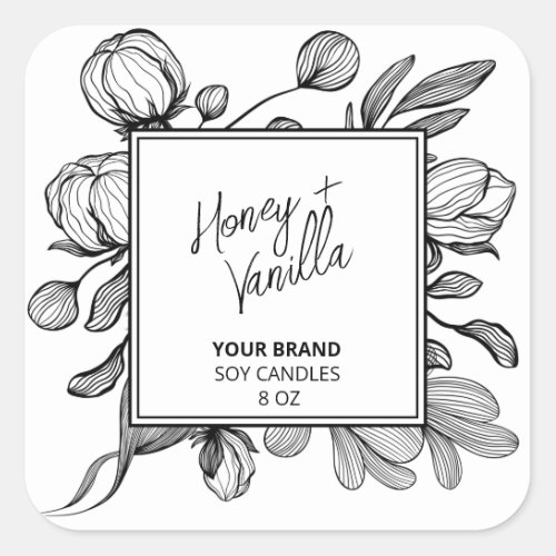 Line Art White Soy Candle Labels
