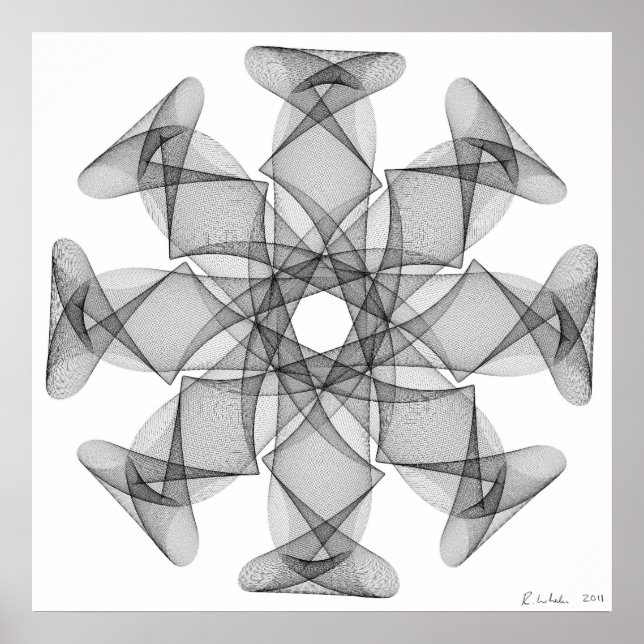Line Art with an eight symmetry Poster (Front)