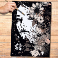 Line Art Woman 1 Decoupage Paper