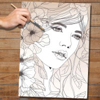 Line Art Woman 6 Decoupage Paper