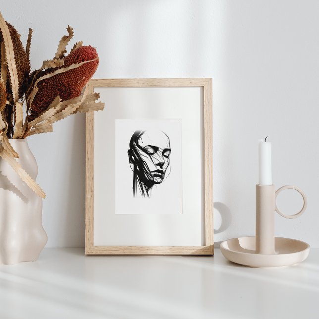 Line Art Woman Abstract Black and White Poster (Creator Uploaded)