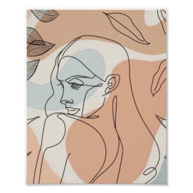 Line Art Woman & Leaves Photo Enlargement (Front)