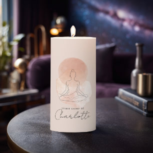 Line Art Woman Yoga MeditationCustom Pillar Candle