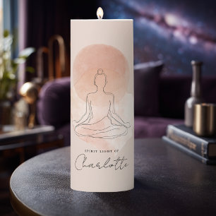 Line Art Woman Yoga MeditationCustom Pillar Candle