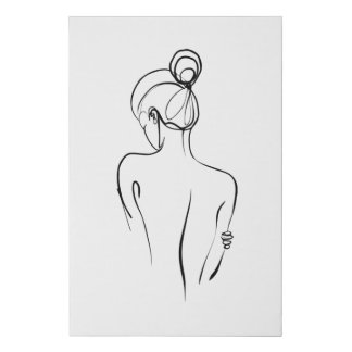 Line Art Woman's Back, Minimal Line Art, Simple Faux Canvas Print